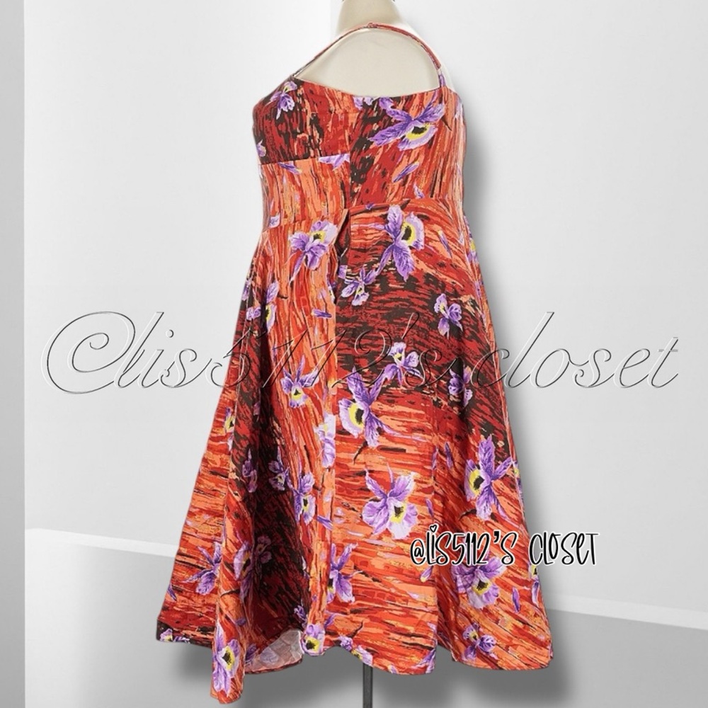 Pinup Couture Deadly Dames RARE Hawaiian Hideaway Orchid Print Swing Dress 4X - Picture 5 of 16